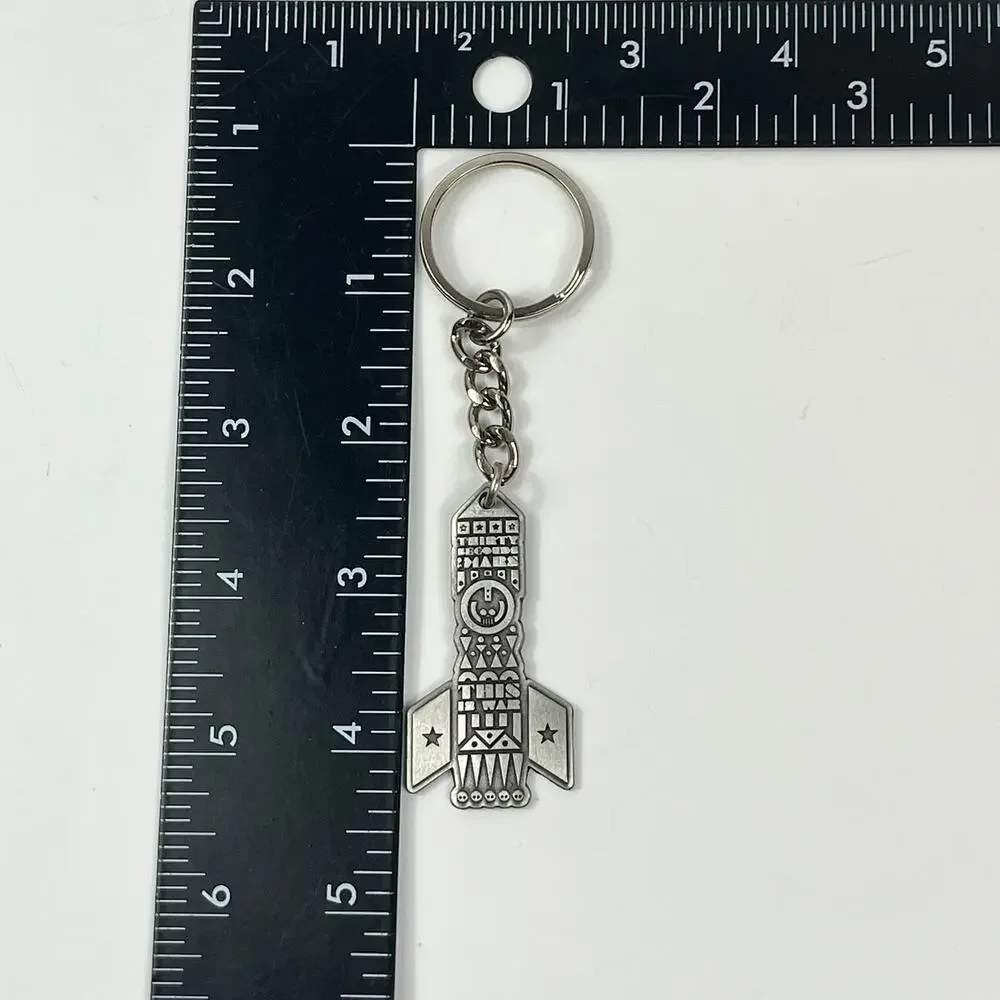 Thirty Seconds To Mars This Is War Rocket Keychain Silver Tour Promo Band Logo